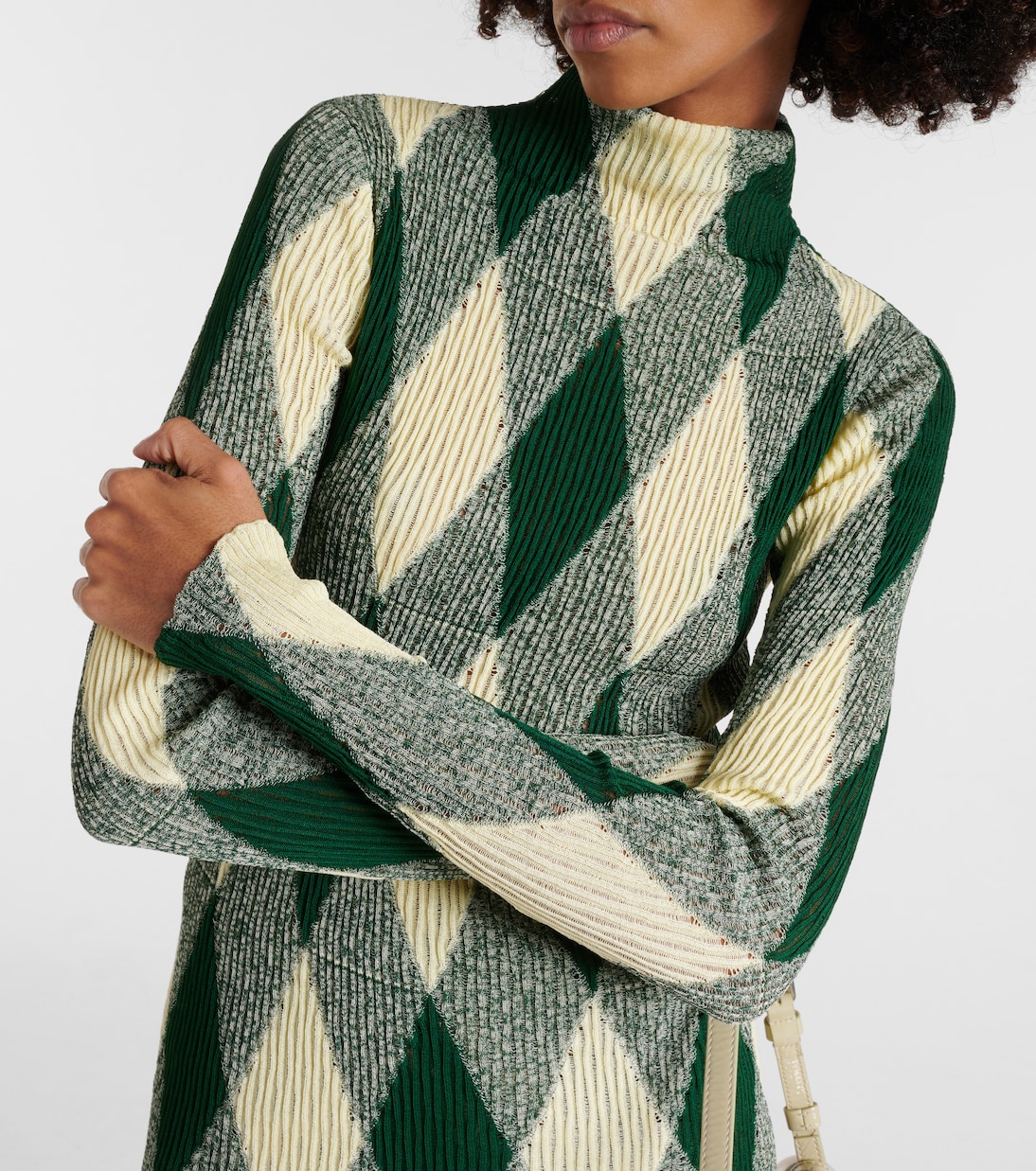 Свитер Burberry из хлопка и шелка с узором Аргайл Ivy Ip Pattern — фото 4