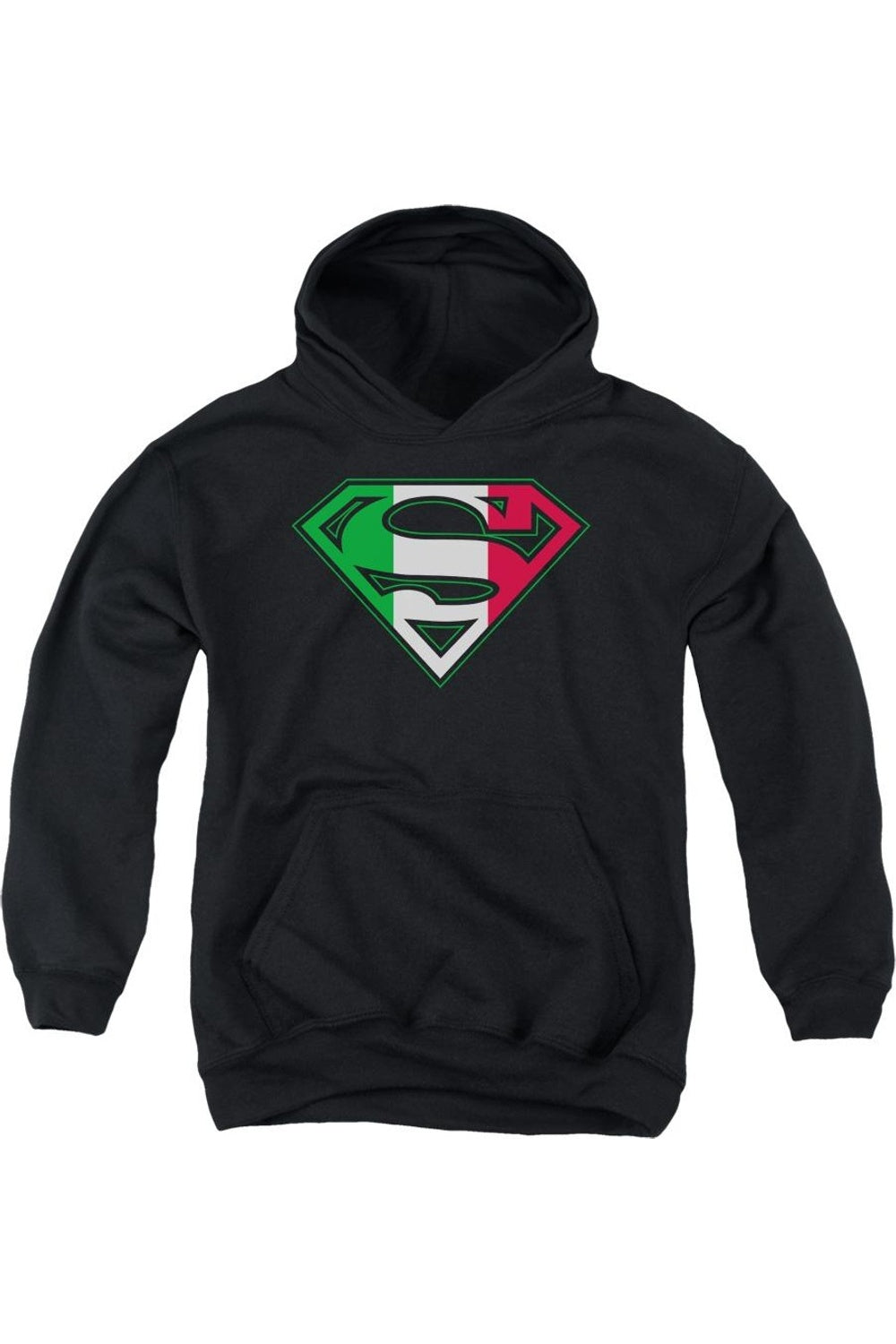 

Детская толстовка с капюшоном Superman в стиле итальянского щита Gildan, черный