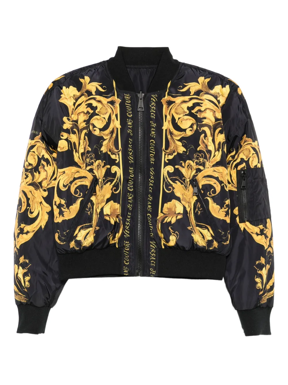 

Куртка-бомбер с принтом в стиле барокко Versace Jeans Couture, черный