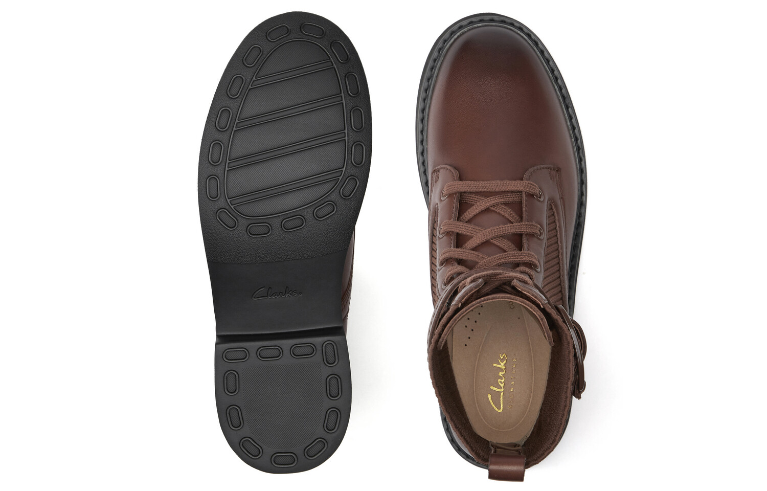 Ботинки женские Clarks Martin высокие с тиснением, темно-коричневый — фото 4