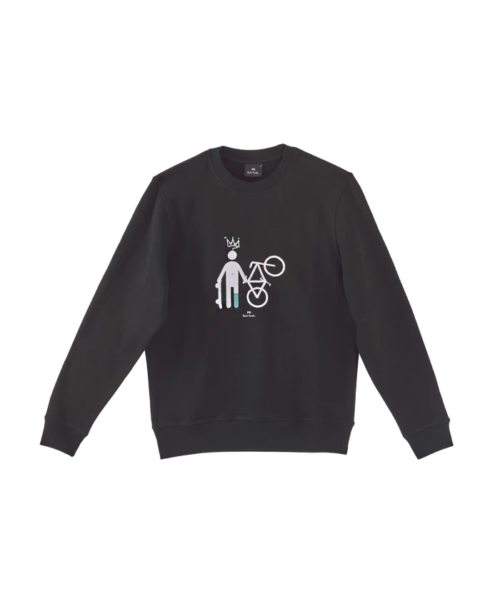 

Толстовка с вышитыми изображениями скейтера и велосипедиста. Ps By Paul Smith, черный