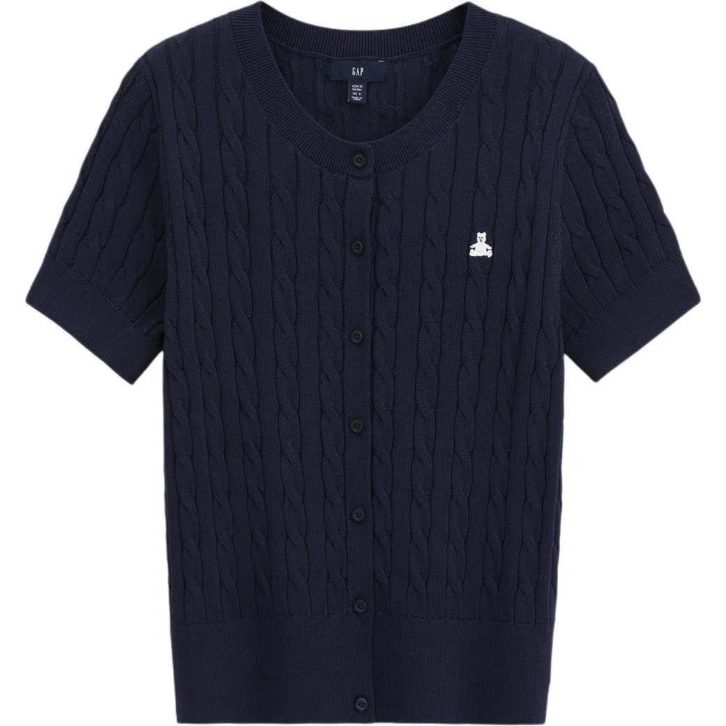 Кардиган женский с круглым вырезом, трикотажный GAP, Marine Blue