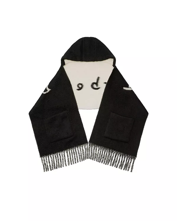 

Шарф с капюшоном из смеси шерсти альпаки с логотипом Burberry, черный
