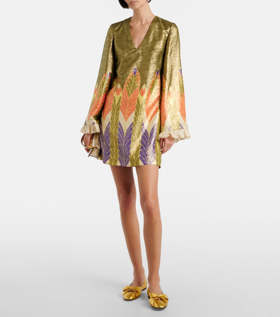 Балетки Bowow из металлизированной кожи Valentino Garavani, Old Gold — фото 3