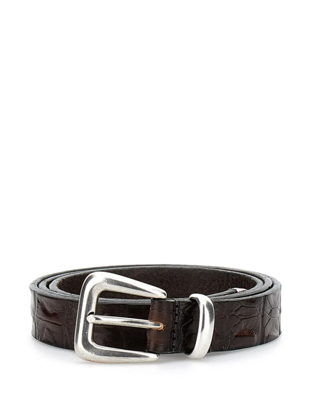 

Ремень с тиснением под крокодила и пряжкой Alberto Luti, коричневый