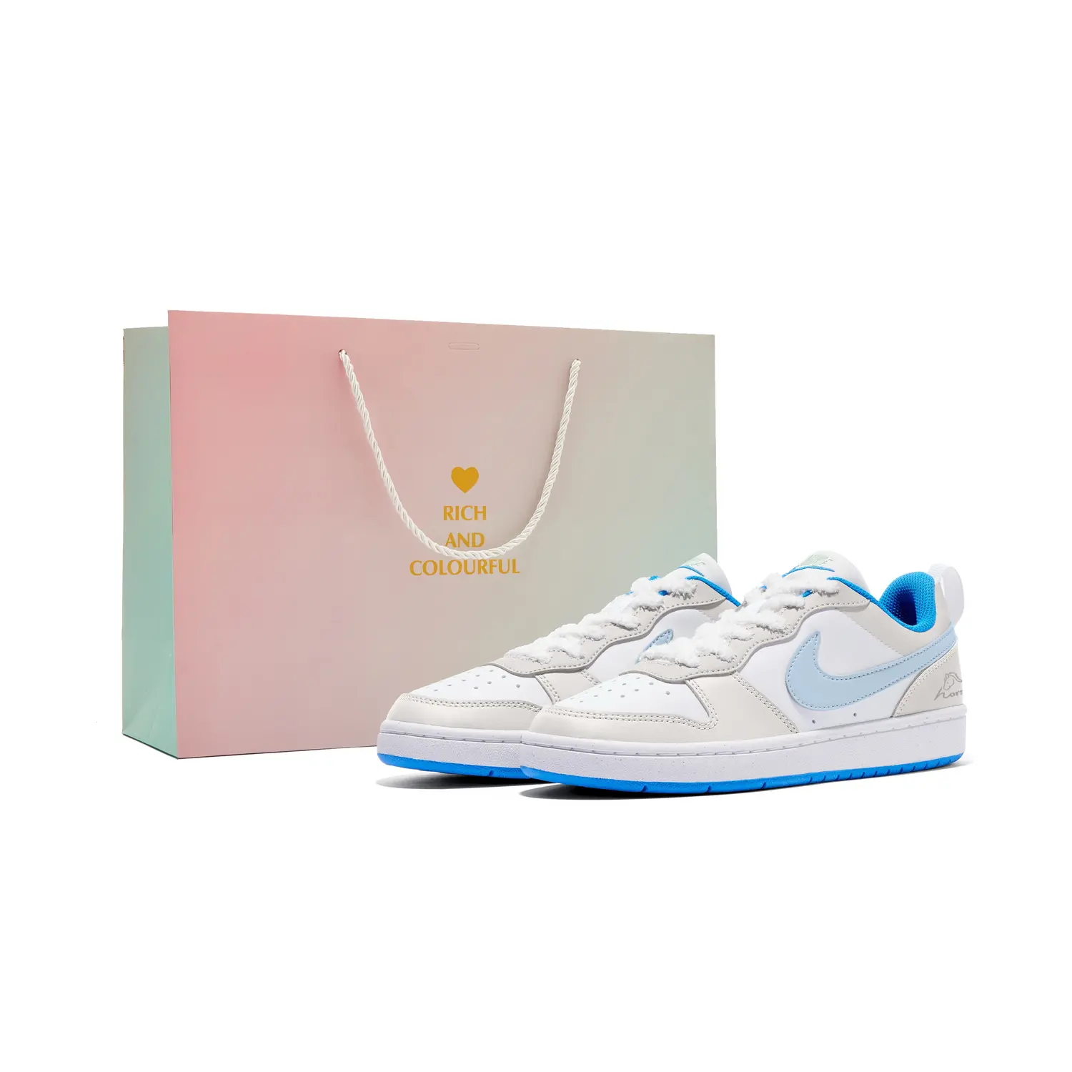 

Nike Кроссовки для скейтбординга Court Borough Light Blue Swift Shadow нескользящие устойчивые к истиранию низкие детские Blue Brown