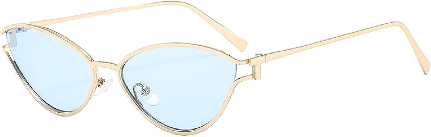 

Солнцезащитные очки с защитой от УФ-излучения UV400 | «Кошачий глаз», маленькие овальные, в стиле панк, металлик | Для женщин и мужчин, для занятий спортом на открытом воздухе и вождения DSVIGF, C4goldblue