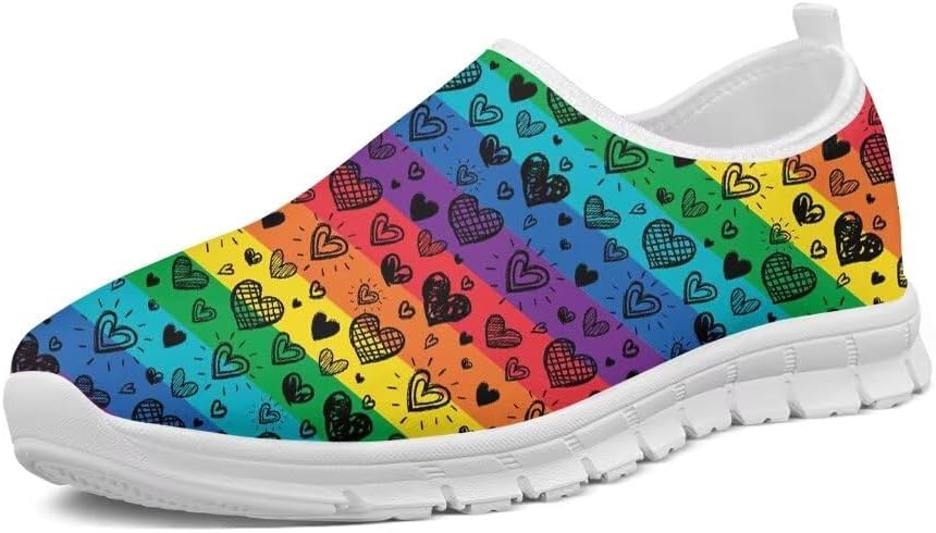 

Женские лоферы Forchrinse Fire Running Horse без шнурков, мужские легкие прогулочные кроссовки, мягкие и удобные модные кроссовки для бега, тенниса, работы и путешествий, Rainbow Dog Paw Print