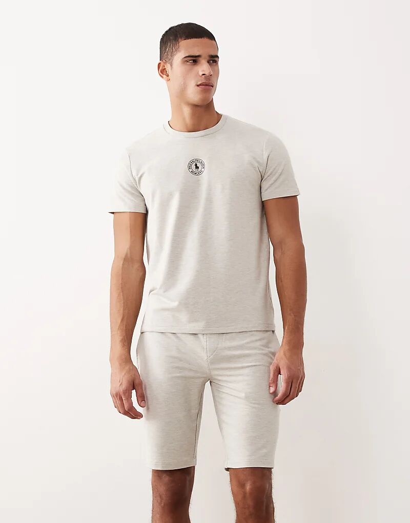 

Узкие шорты для дома с логотипом Polo Ralph Lauren на поясе, серые меланжевые