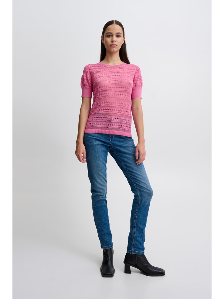 

Свитер классической вязки IHMARINDA ярко-розового цвета ICHI