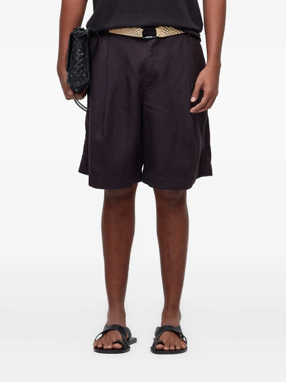

Льняные шорты со складками Osklen, черный
