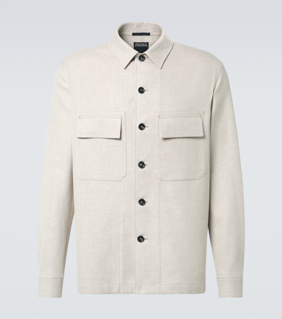 

Льняная, шерстяная и шелковая рубашка-оверсайз Zegna, Dark Taupe