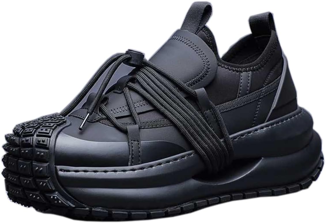 

Мужские массивные кроссовки на платформе, противоскользящие, дышащие, повседневные для ходьбы, с шнуровкой Zhoupulp, черный