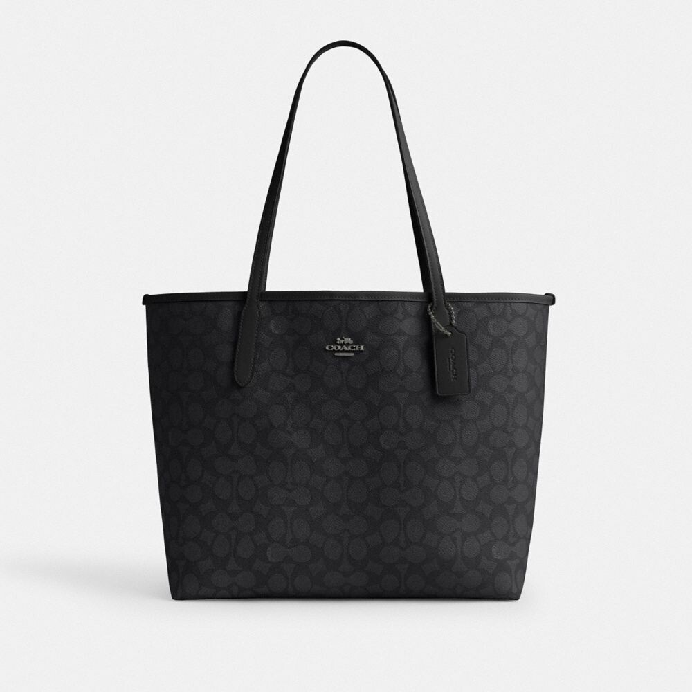 

Городская сумка-тоут COACH, цвет gunmetal/charcoal/black, Черный, Городская сумка-тоут COACH, цвет gunmetal/charcoal/black