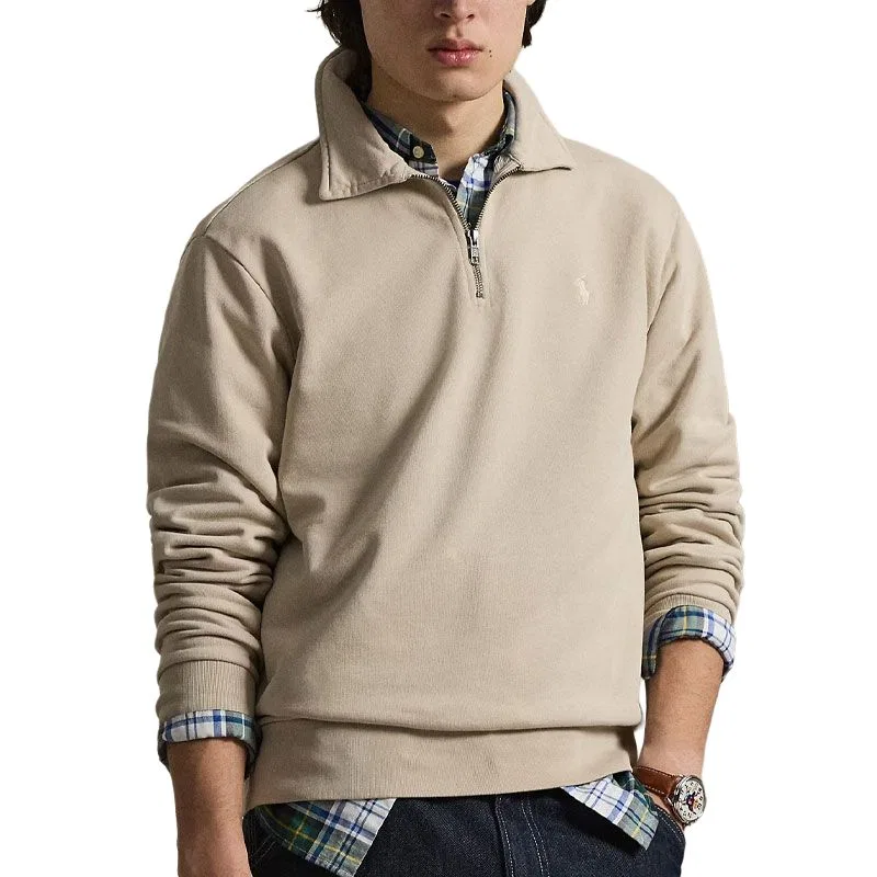 Свитшот с четверть-застежкой Polo Ralph Lauren серо-лаймовый — фото 3