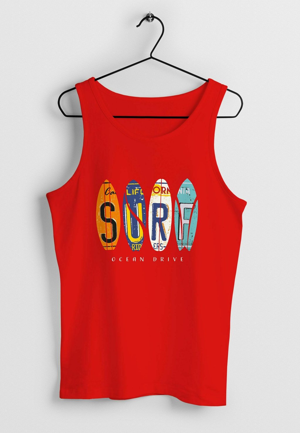 

Топ PRINT SURFBOARDS CALIFORNIA SURFING OCEAN DRIVE Neverless, красный