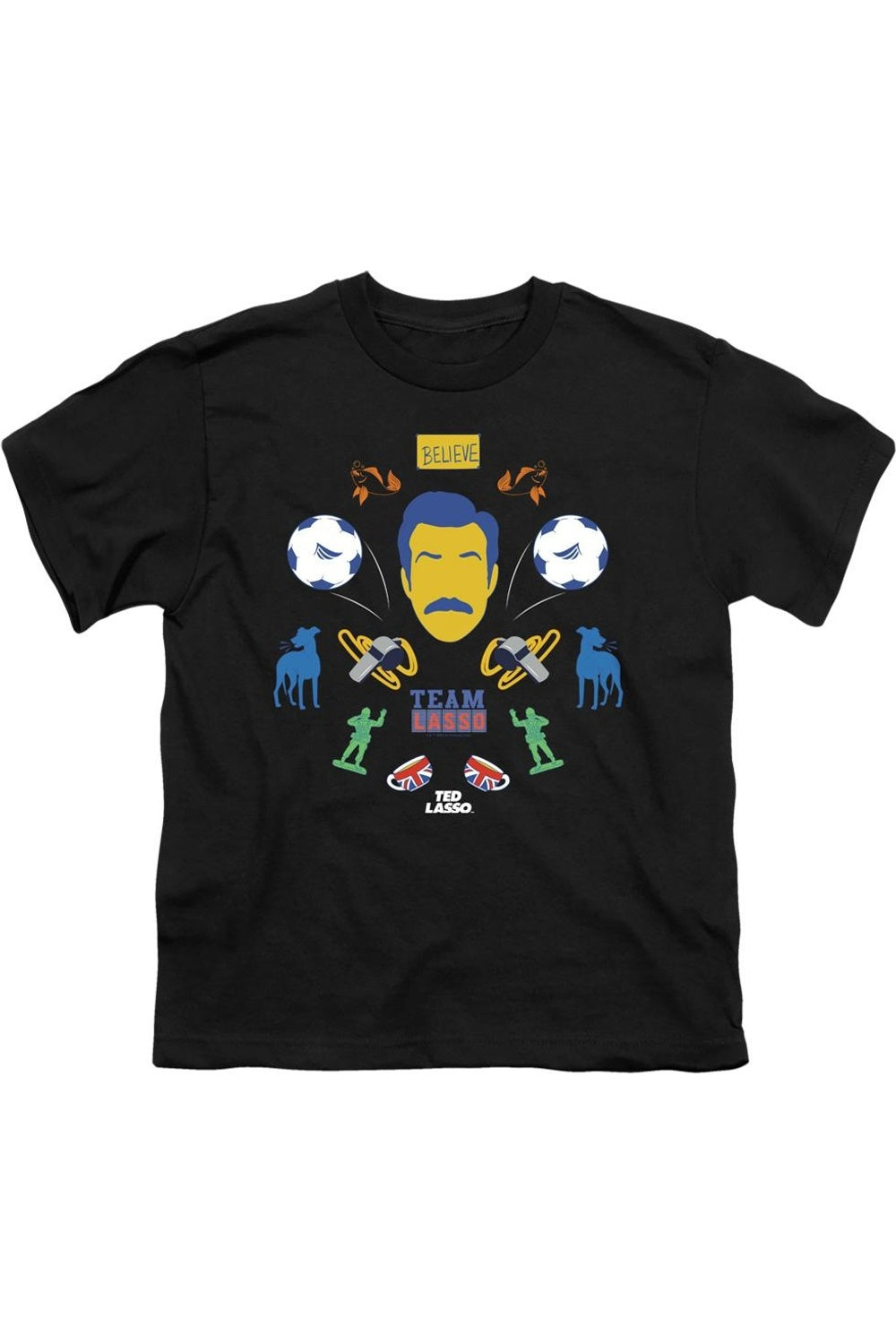 

Футболка с коротким рукавом для детей "Ted Lasso" с коллажем иконок Gildan, черный