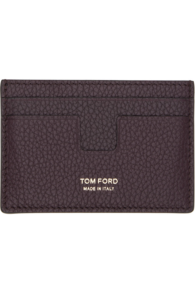

Tom Ford Классический держатель для карт из зернистой кожи бордового цвета