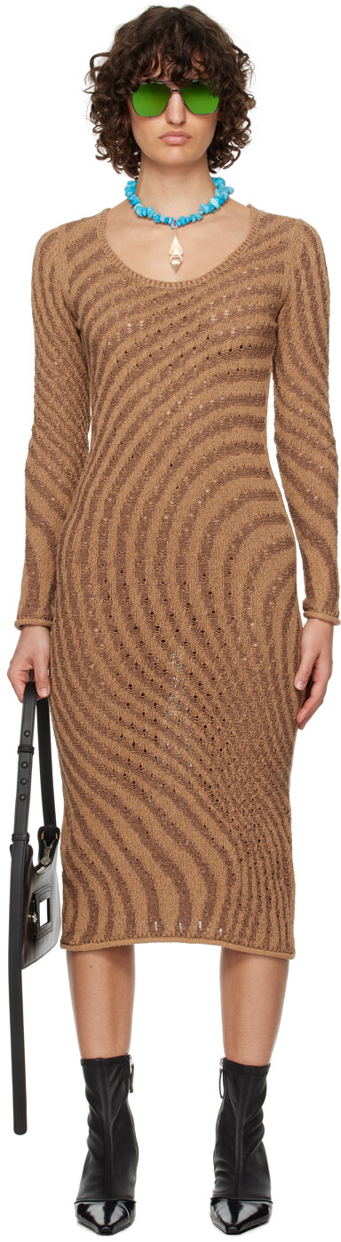 

Эксклюзивное коричневое платье миди от SSENSE Acne Studios