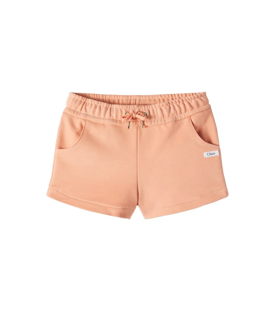 Хлопковые трикотажные шорты Chloé Kids, оранжевый