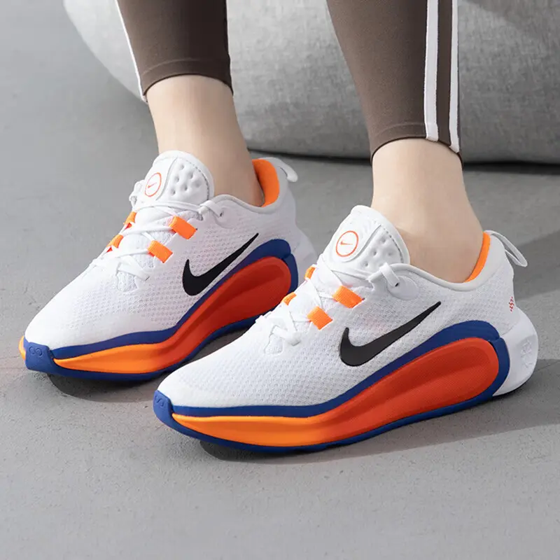 Nike Кроссовки детские с низким верхом, противоскользящие, дышащие, белые, оранжевые — фото 2