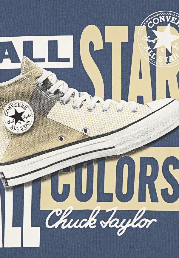 Футболка с принтом в виде кроссовок в стиле пэчворк Converse, Slacker Blue — фото 4