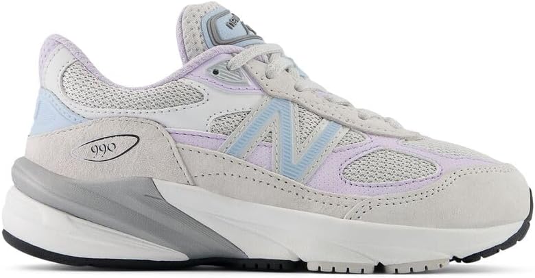 Детские кроссовки New Balance 990 V6 на шнуровке, серый/лавандовый — фото 3