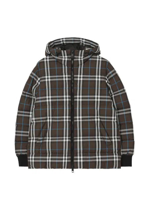 Пуховик Burberry Клетчатый, Коричневый