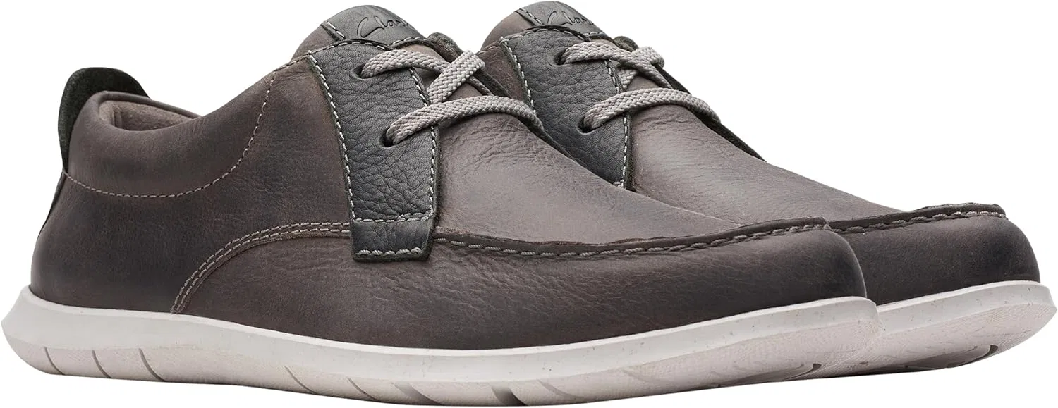 Мужские лодочные туфли Clarks Flexway на шнуровке, Light Grey Lea — фото 4