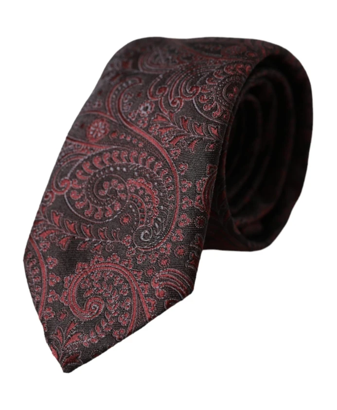 

Бордовый шелковый галстук с бордовым узором Dolce & Gabbana, красный