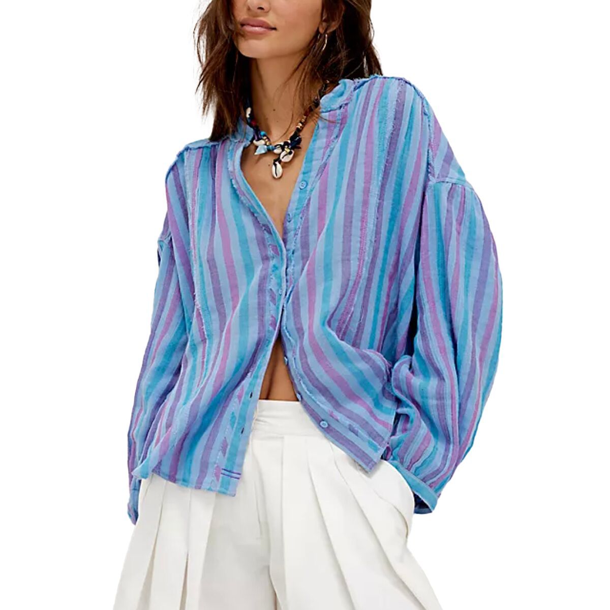 

Полосатая рубашка из двойной ткани Valley Free People, синий