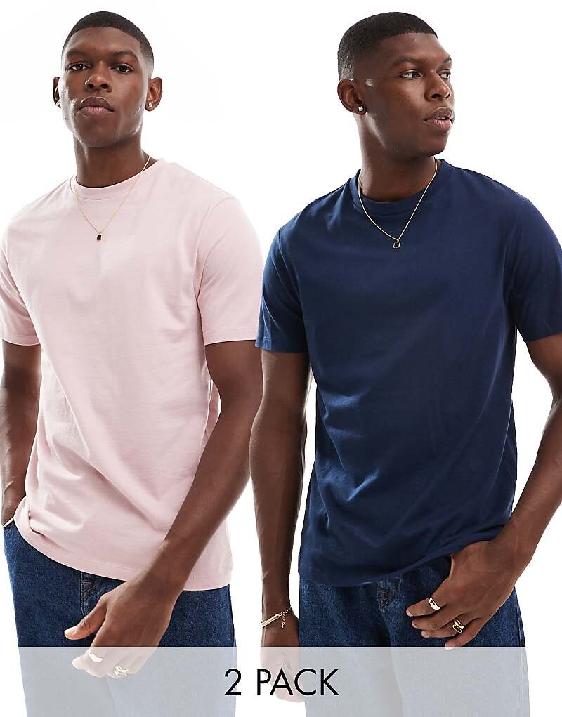 

ASOS DESIGN – комплект из 2 футболок с круглым вырезом темно-синего и розового цвета