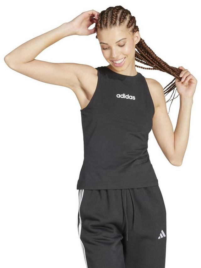 

Женская тонкая хлопчатобумажная майка essentials linear adidas, черный/белый