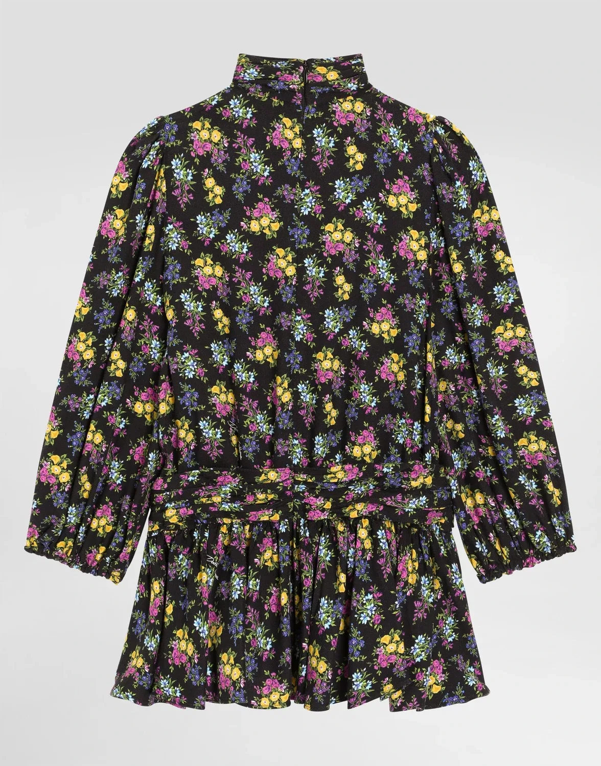 Платье из вуали с мелким цветочным принтом Dolce & Gabbana, черный — фото 2