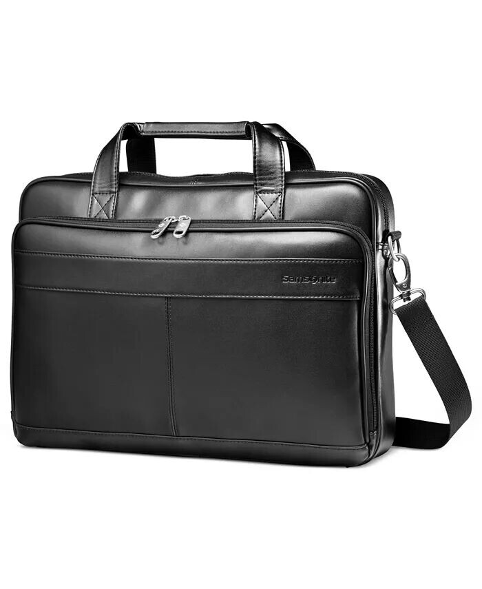 

Кожаный тонкий портфель для ноутбука Samsonite, черный