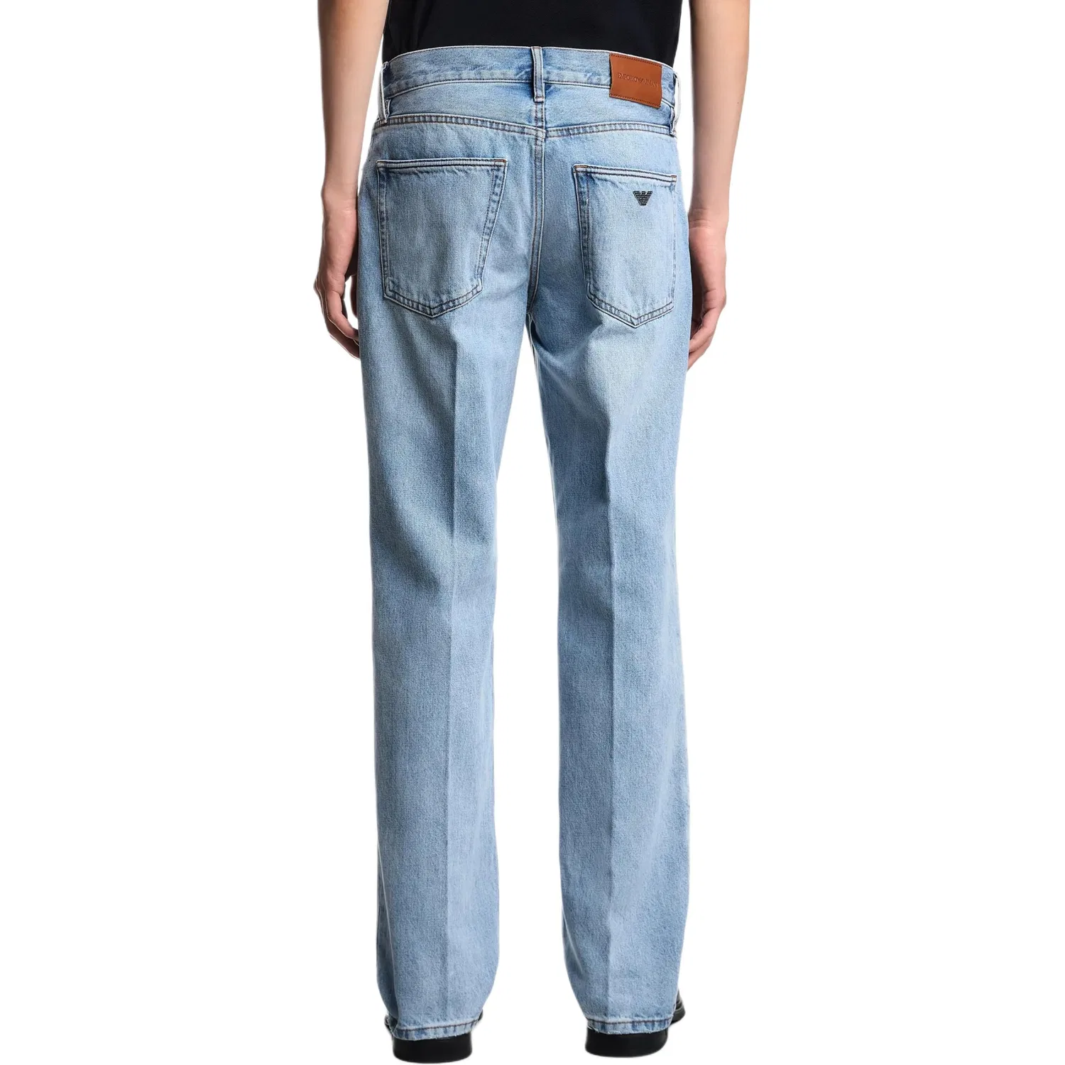 Джинсы J76 straight-fit из каменного денима EMPORIO ARMANI, Light Blue — фото 4