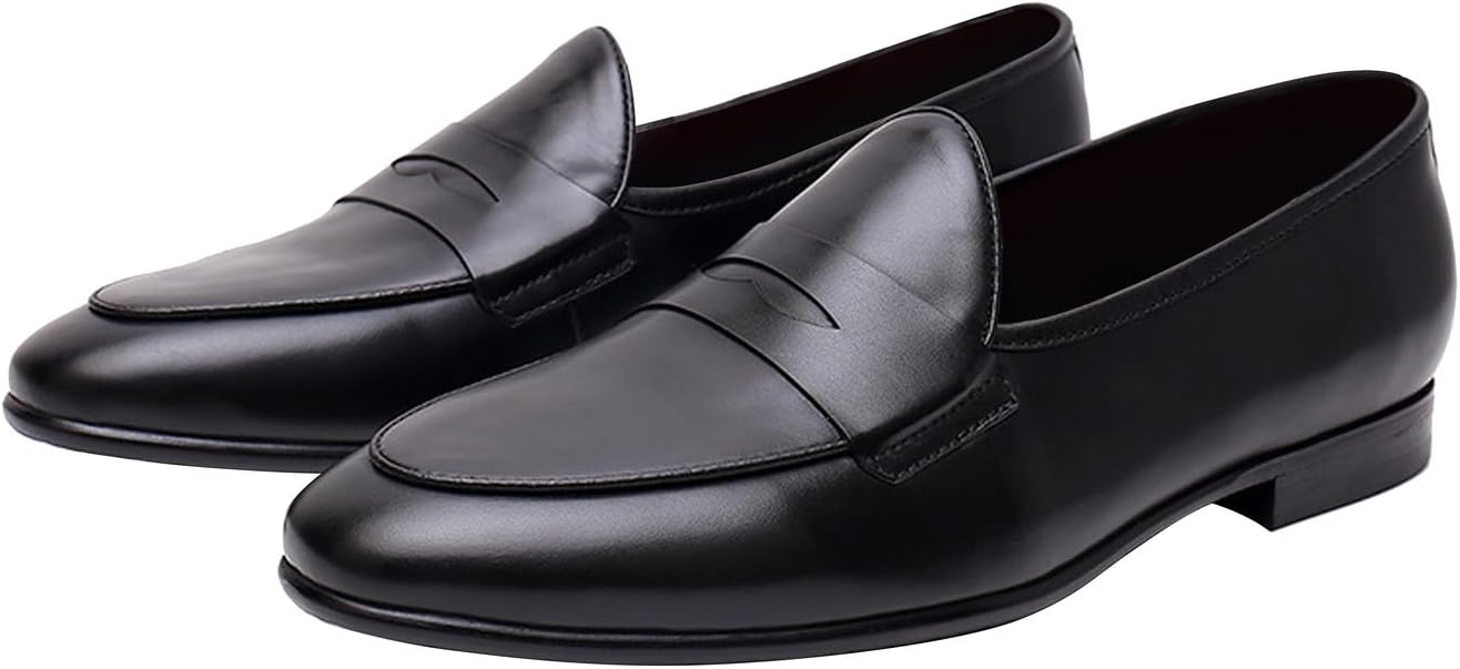 

Мужские лоферы Penny, слипоны, повседневные туфли, из натуральной кожи, модные, современные мокасины, для праздников, свадеб, деловых костюмов, смокинговые туфли для мужчин Santimon, черный