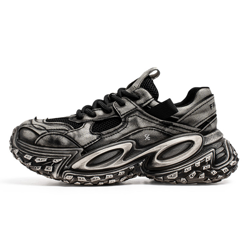 

Нескользящие, износостойкие, дышащие, увеличивающие рост кроссовки на массивной подошве для мужчин Colorful Creations, Black