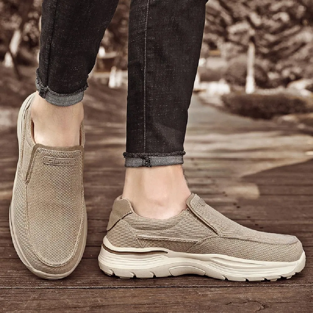 Мужские лоферы, повседневная обувь, Mens Canvas Loafers, Khaki Asifn — фото 3