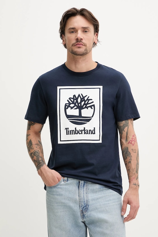 

Хлопковая футболка Timberland, темно-синий