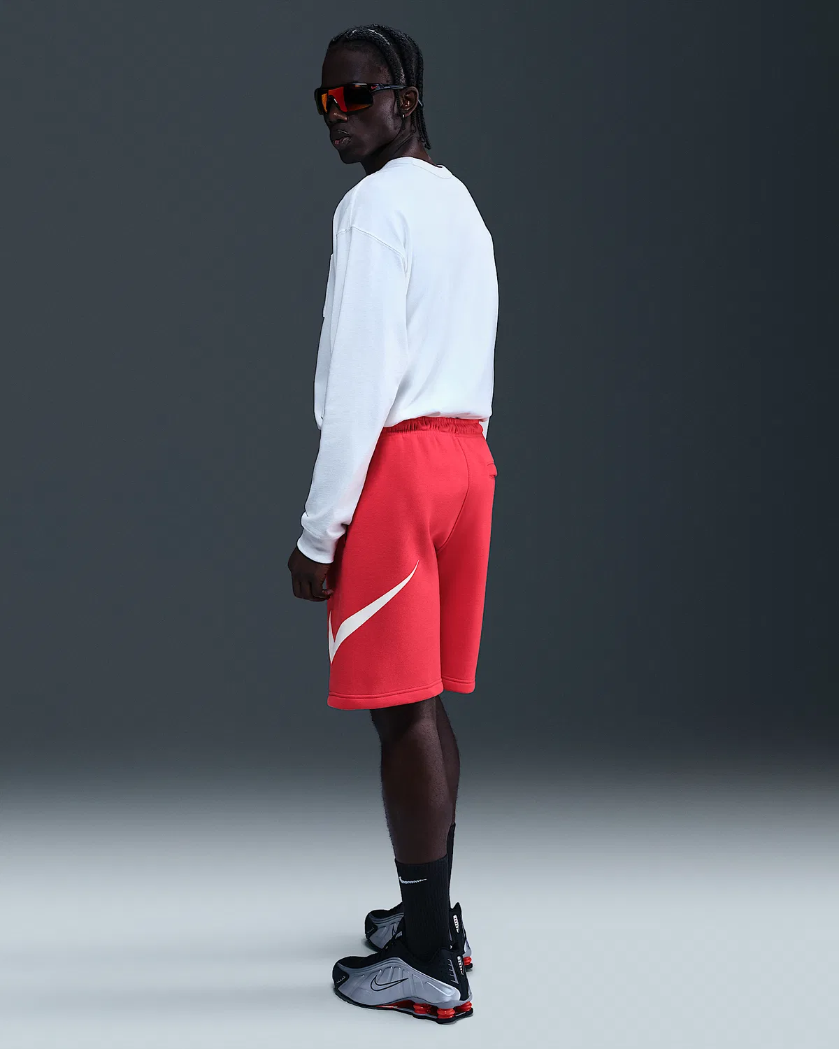 Мужские флисовые шорты Nike Club, University Red/University Red/White — фото 4