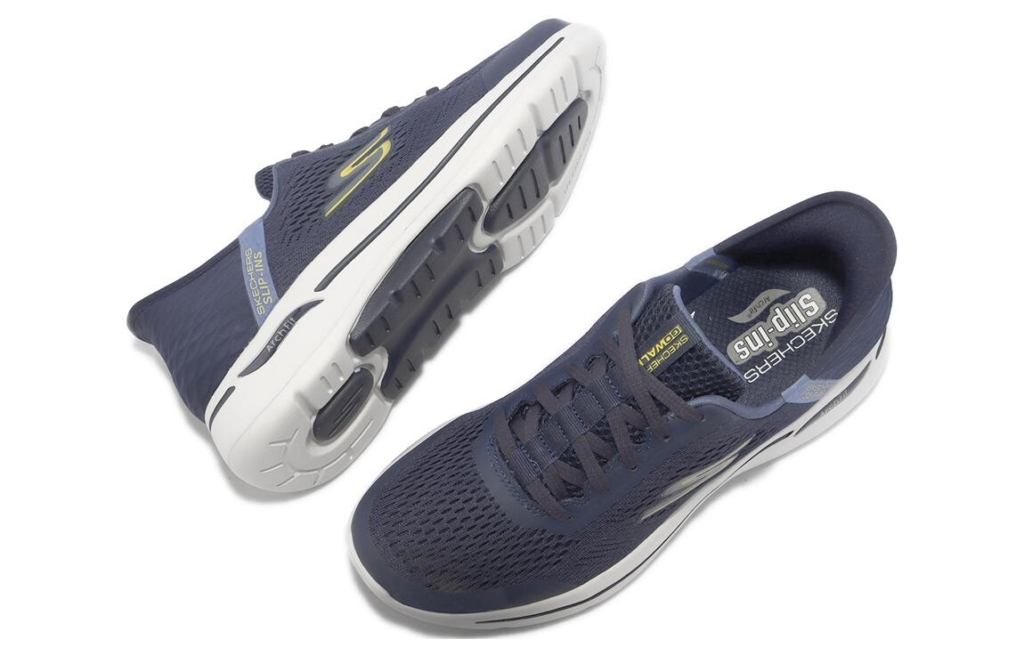Кроссовки Skechers Go Walk Arch Fit Lifestyle Shoes Men Low-top Blue/yellow/white, синий — фото 4