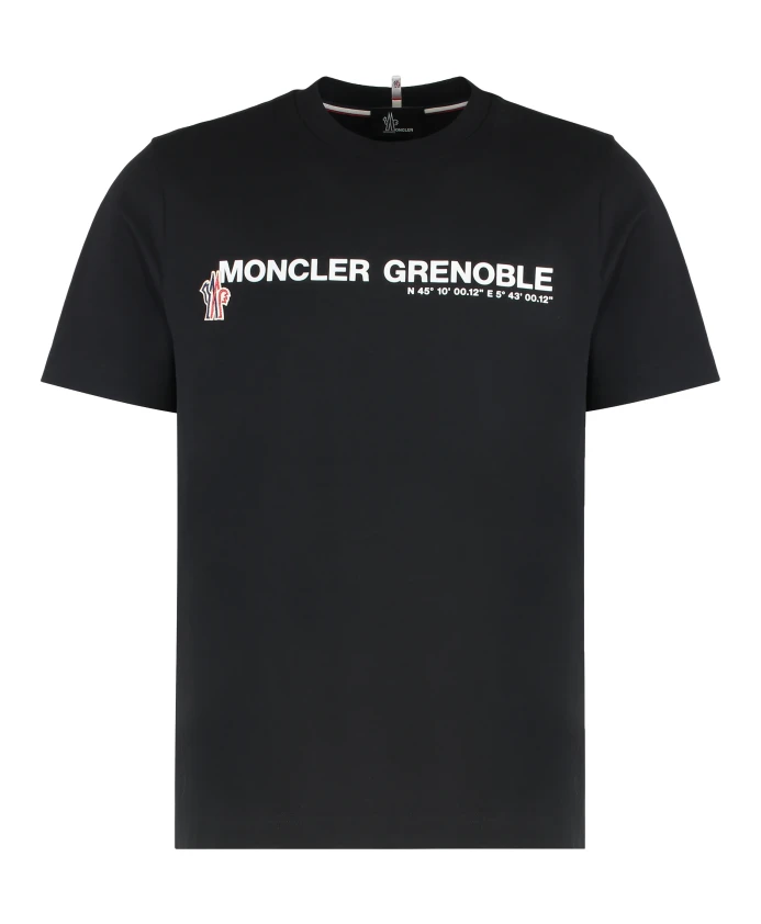 

Хлопковая футболка с логотипом Moncler, черный