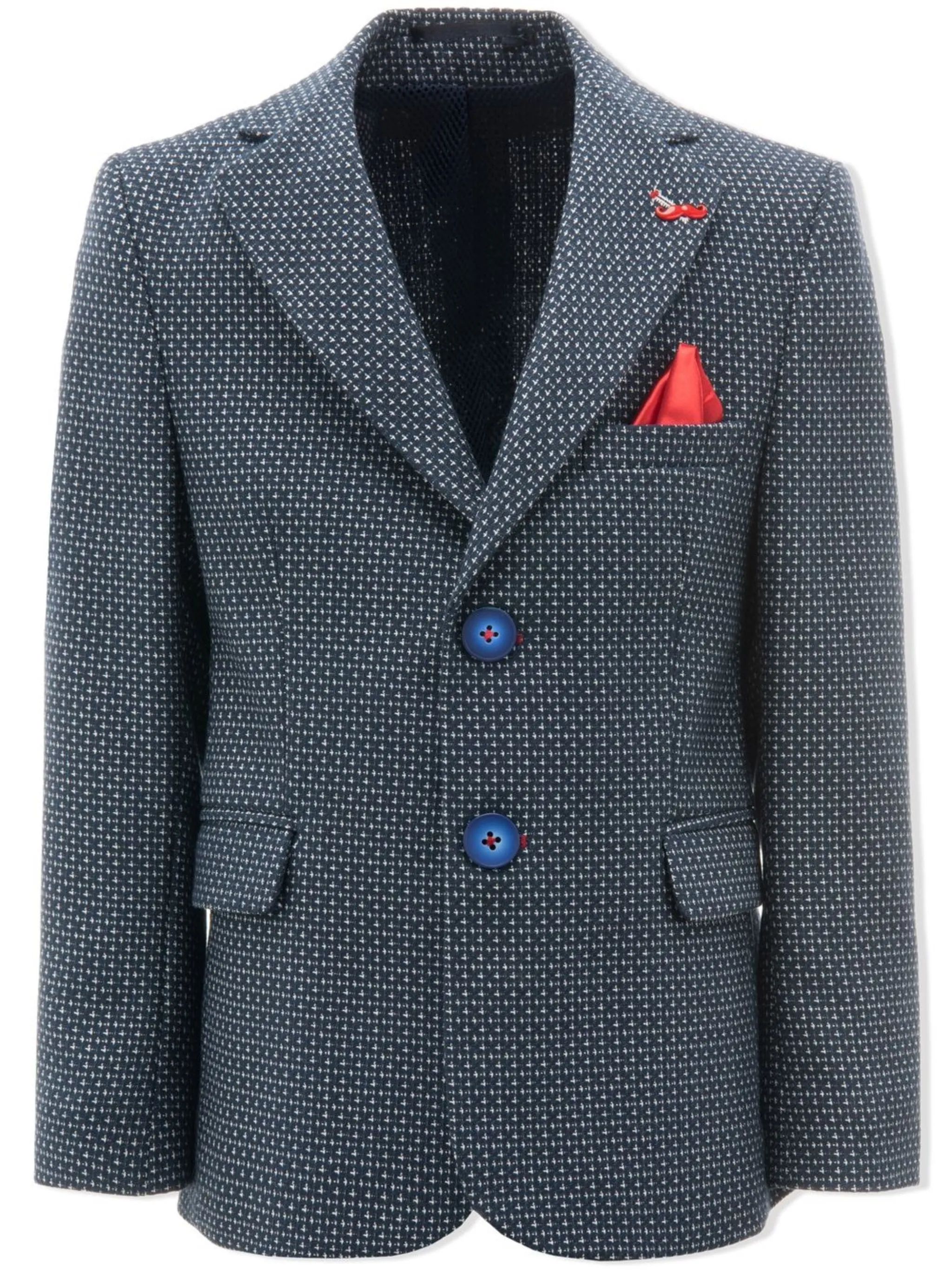 

Пиджак строгого кроя с вышивкой Moustache, синий