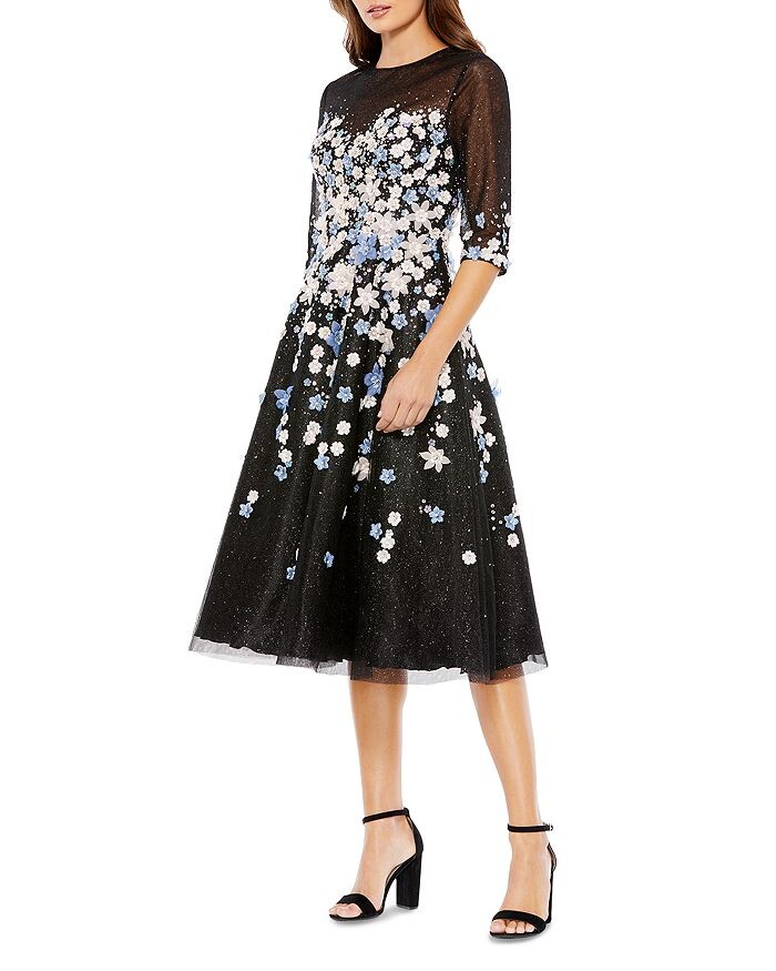 

Платье миди Mac Duggal с аппликацией из бисера, черный