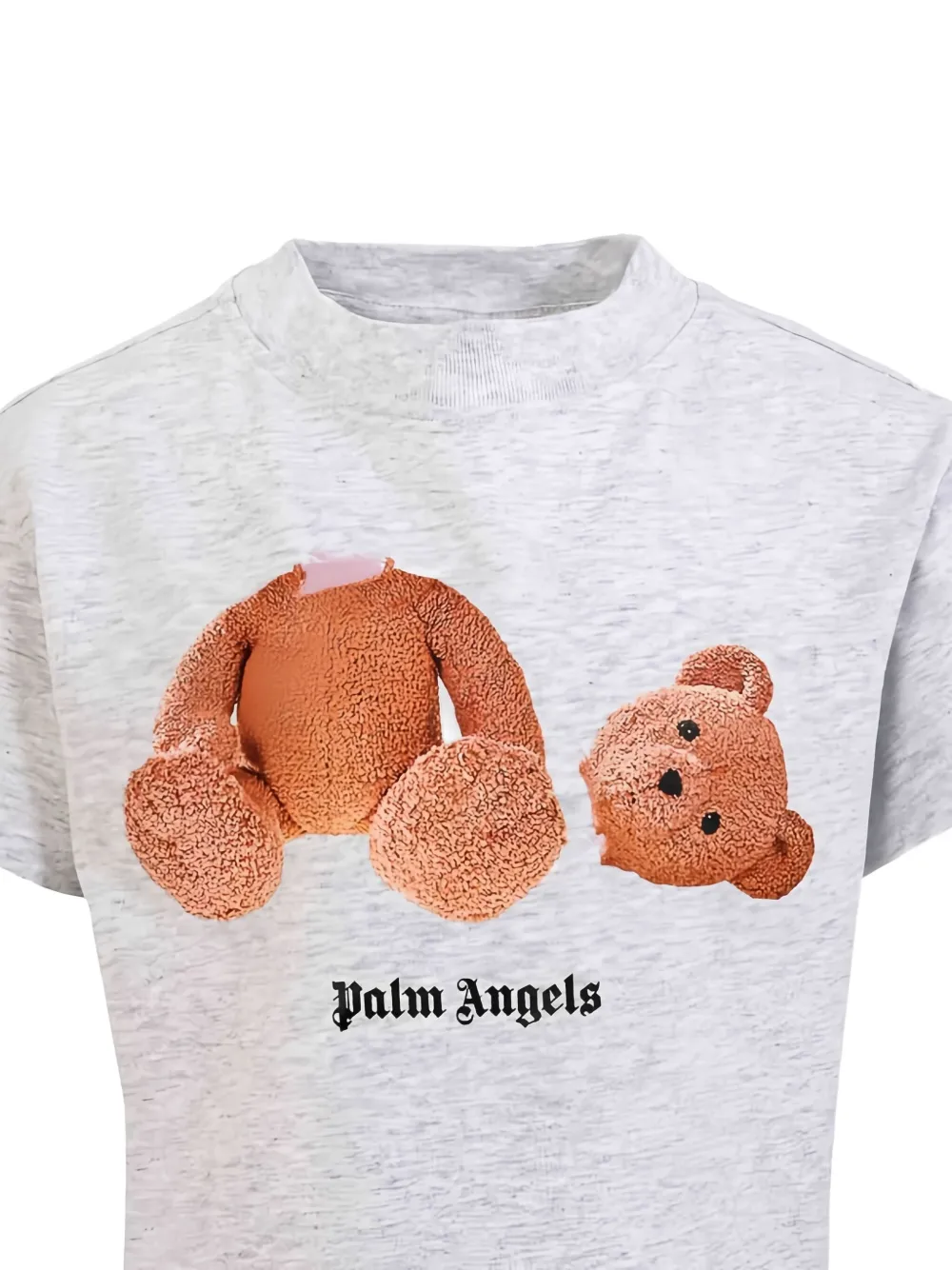 Футболка с принтом медведя Palm Angels Kids, серый — фото 3
