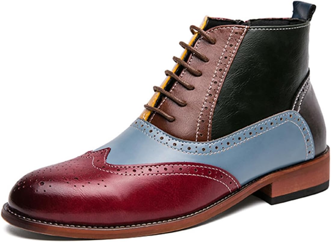 

Мужские разноцветные оксфорды на шнуровке с крыльями, повседневные ботинки, застежка-молния сбоку, дерби для выпускного Generic