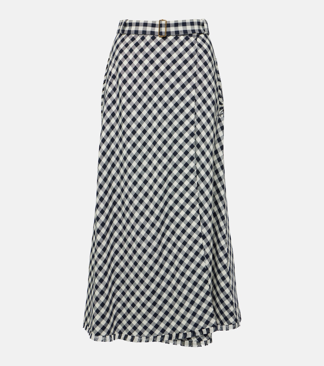 Юбка миди из жаккарда в клетку гингем Etro, Black/Whtie