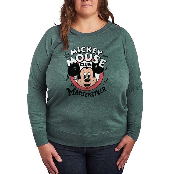 

Футболка с длинным рукавом Mickey Mouse Club Mouseketeer из французского футера Plus size Disney, Heather Juniper