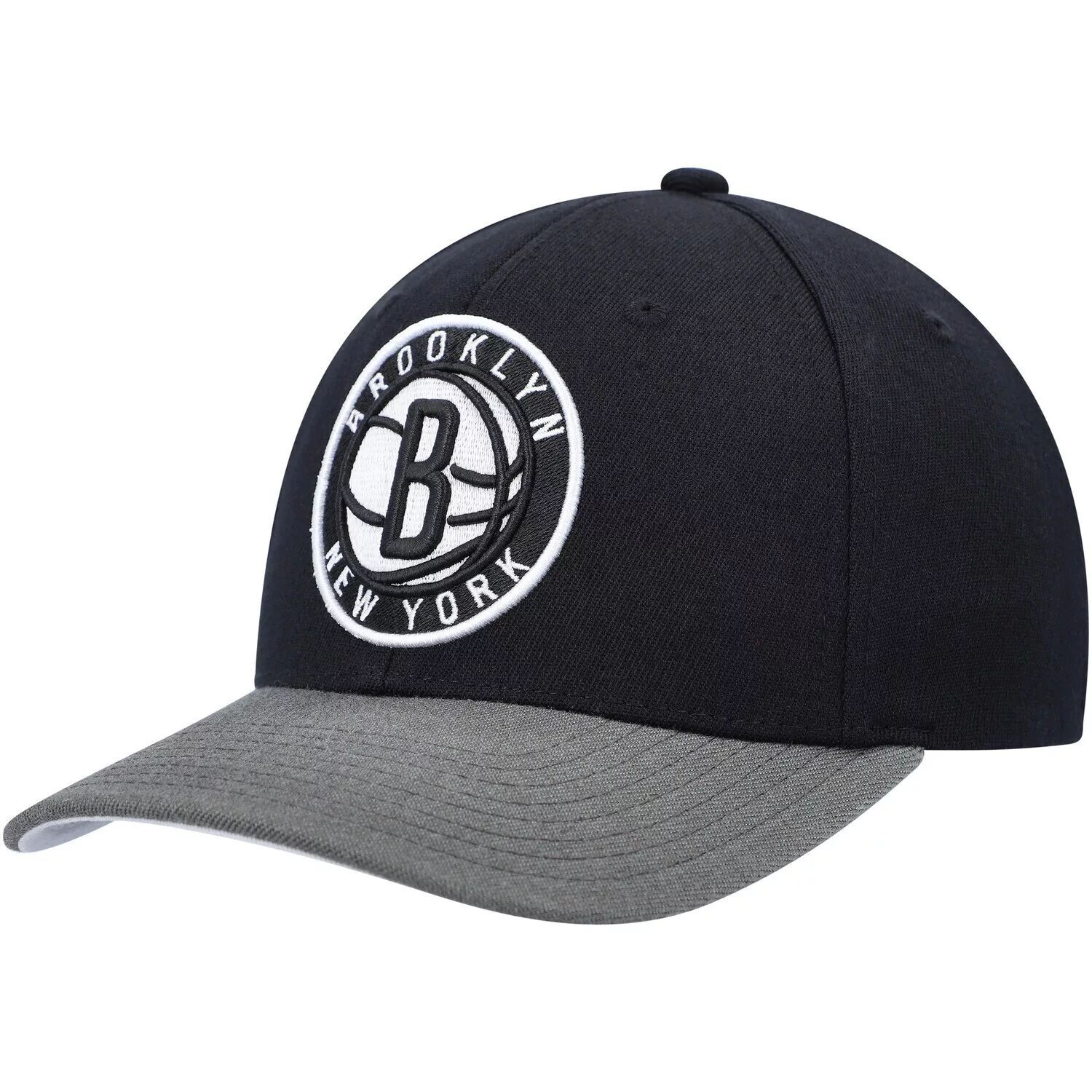 

Мужская двухцветная эластичная кепка Mitchell & Ness, черно-серая Brooklyn Nets MVP Team 2.0